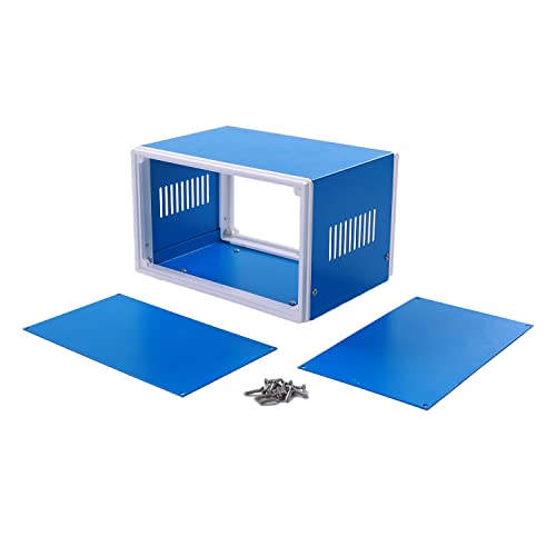 Fielect 7.09" x 5.12" x 4.33" Metal Enclosure Box Dustproof Electronic Junction Box Metal Enclosure Project Box for Electronic Projects Blue - size: 7.09" x 5.12" x 4.33"