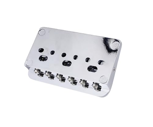 Guyker Adjustable Guitar Bridge, 10.5mm String Space Copper Fixed Saddles Bridge with Zinc Block Replacement Part for 6 String Electric Guitar (GG2006, Chrome) - color: Chrome