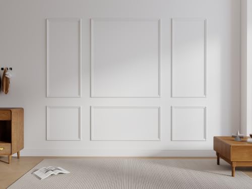 Teabelle Pre-Cut Wall Molding Kit, 6 Pcs Ready to Assemble Wainscoting - color: White-02