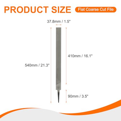 HARFINGTON Flat Coarse Cut File 18" Double Cut Teeth High Carbon Steel Hand Rasp File without Handle for Metal Wood Deburring Removing - size: 18", style: Coarse
