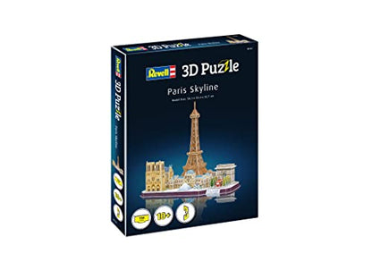 Revell Paris Skyline 3D Puzzles for Adults and Kids Ages 10 Years and up Arts Crafts Building - Eiffel Tower, Notre Dame, Louvre, Arc de Triomphe - 114 Pieces