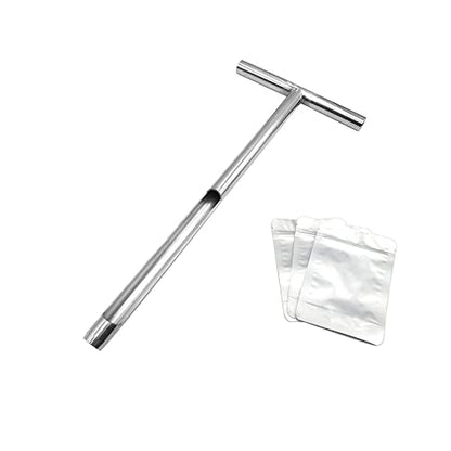 X·CELLENT Soil Probe, Soil Sample Probe 20 Inch with Reusable Soil Sampler Bags,Stainless Steel T-Style Handle Soil Test Kit, for Soil Sampling Plant Care/Agriculture/Garden/Farm(20”S/T-Style） - size: 20”S/T-Style（A）
