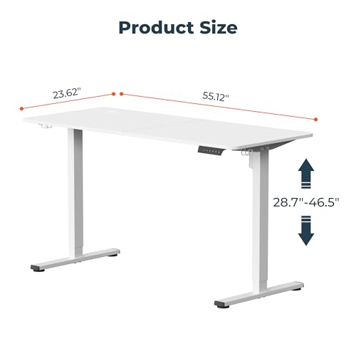 55''x 24'' Standing Desk Electric Adjustable for Home Office - color: White, size: 5524