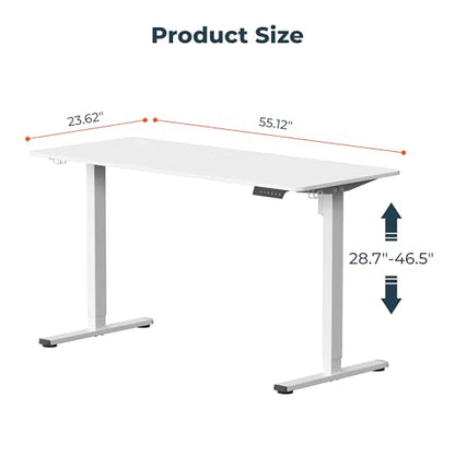 55''x 24'' Standing Desk Electric Adjustable for Home Office - color: White, size: 5524