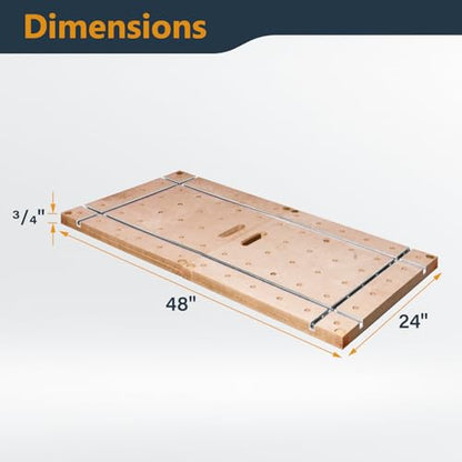 POWERTEC Arachni-Flex 24" x 48" Foldable Workbench Tabletop - Portable Work Surface with Pre-drilled Dog Holes, T-Tracks & Quick-Insert Locks for Arachni Flex Woodworking Collapsible Workstand (72034) - style: Tabletop - Dog Hole/T-track