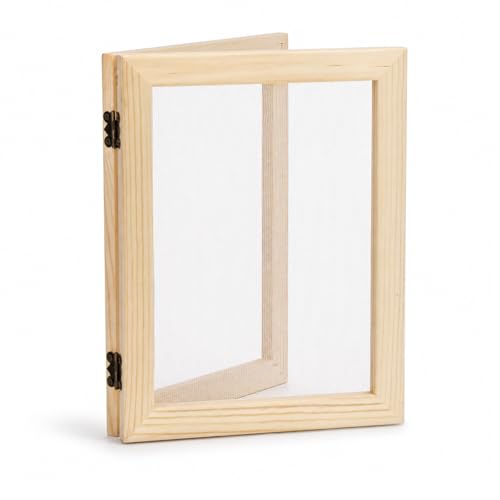 Paper Making Screens Large, 1 Pcs Wooden Papermaking Screen Frame Mould 9.8 x 7.5 Inch Paper-Making Frame for DIY Paper Craft, Dried Flower