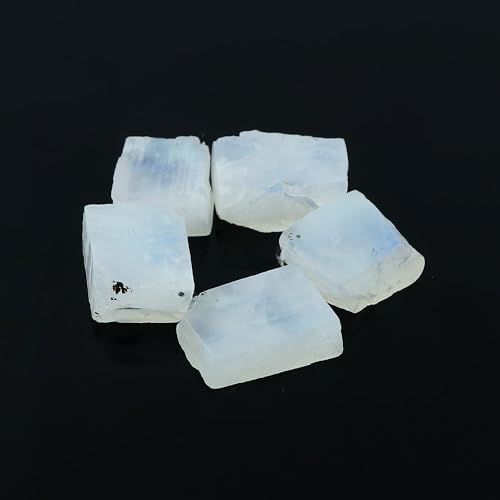 CRYSTALIS (5pcs) Rainbow Moonstone Wholesale Bulk Natural Loose Gemstone Rough, Jewelry Making Supply, Healing Raw Stones, Wire Wrapping, DIY, Cabbing, Tumbling, Collectible Gemstones (10-15mm)