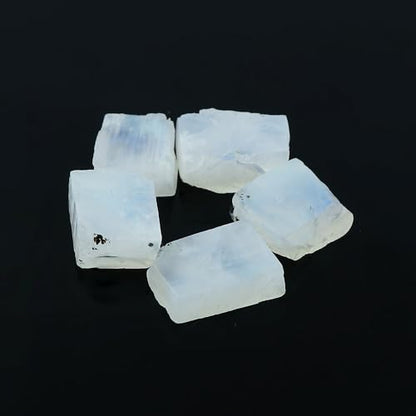 CRYSTALIS (5pcs) Rainbow Moonstone Wholesale Bulk Natural Loose Gemstone Rough, Jewelry Making Supply, Healing Raw Stones, Wire Wrapping, DIY, Cabbing, Tumbling, Collectible Gemstones (10-15mm)