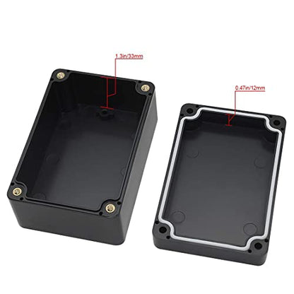 LeMotech Junction Box IP65 Waterproof Project Box Dustproof ABS Plastic Electrical Boxes Universal Enclosure for Electronic Black 3.93x 2.68x 1.97 inch (100 x 68 x 50 mm)(Pack of 2) - color: Black (2 packs), size: 3.9" x 2.6" x 1.9"