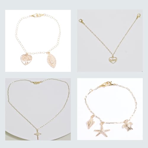 XKCWXY 14K Gold Chain Jewelry Making 5 Rolls 16.4ft Charm Necklace Kit - color: 14KC Gold