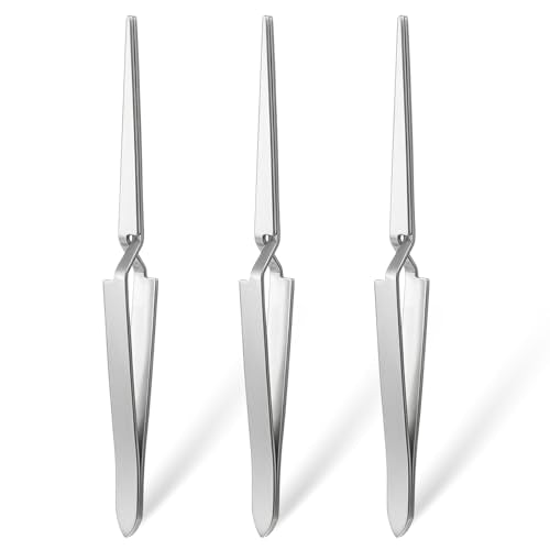 3 PCS Precision Cross Locking Tweezers for Crafting, Precision Tweezers for Crafts, Stainless Steel Reverse Tweezer for Paper Crafting Modeling Soldering Jewelry Electronics Laboratory