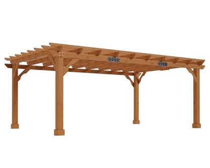 Jocisland 12x16 FT Premium Cedar Wood Pergola with Trellis Roof & Stakes - size: 12x16 FT