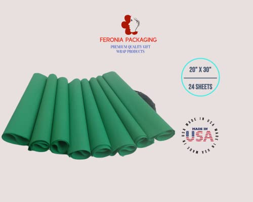 Festive Green Tissue Paper Squares, Bulk 24 Sheets, Premium Gift Wrap and Art Supplies for Birthdays, Holidays, or Presents by Feronia packaging, Large 20 Inch x 30 Inch - color: FestiveGreen