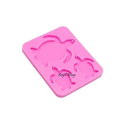 Angel Wings Super Shiny Turtle Family Keychains Mold Cute Tortoise Shape Jewelry Making Epoxy Key Chain Silicone Mold Polymer Clay DIY Tools