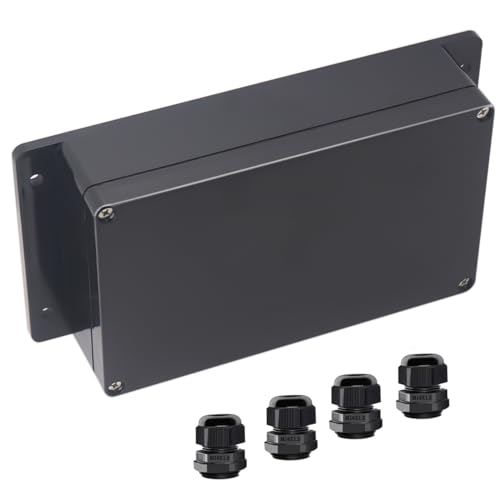 Junction Box IP65 Waterproof ABS Plastic Electrical Project Case Power Junction Boxes, Project Box with Fixed Ear Black 7.87x4.72x2.2 inch (200 x 120 x56 mm) - color: Fixed Ear Design, size: 7.87"x4.72"x2.2"