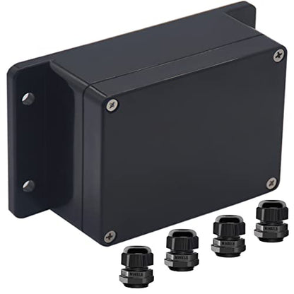 Junction Box IP65 Waterproof ABS Plastic Electrical Project Case Power Junction Boxes, Project Box with Fixed Ear Black 4.53x3.54 x2.17 inch (115 x 90 x55 mm) - color: Fixed Ear Design, size: 4.53"x3.54"x2.17"