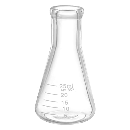 PATIKIL Erlenmeyer Flask, 25ml Narrow Mouth Graduated Flasks Borosilicate Glass with Printed Graduation for Lab Experiment Chemistry Science Study - size: 25ml/0.83oz
