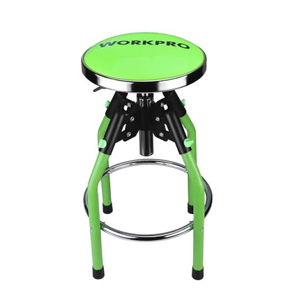 WORKPRO Garage Bar Stool, Heavy Duty Adjustable Hydraulic Shop Stool, 29in to 33. 86in, 330-Pound Capacity, Green - color: Green