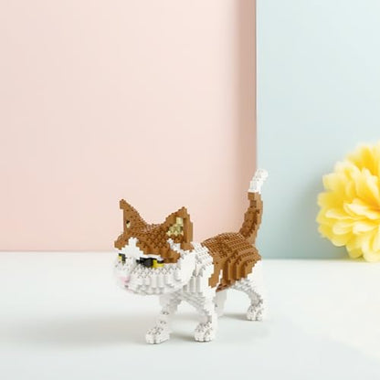 Larcele 1390 Pcs White and Orange Cat Micro Blocks Set for Kids 8+ KLJM-05 - style: Cat, Model 4945