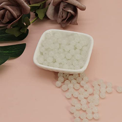 8mm White Glass Beads Kit 600pcs for Jewelry Making - size: 8mm White