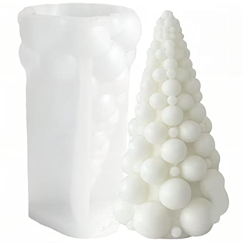 Large Bubble Christmas Tree Shape Candle Molds, Abstract Twirl Tree Soap Mould for Casting Epoxy Scented Candle Making and Baking Making Soap Wax Cake Mousse Clay(5.5") - color: Bubble Christmas Tree 5.5"