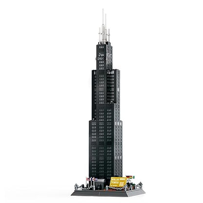 1241Pcs Willis Tower Chicago Building Set World Landmark Architecture Model Collectible Toy for Kids and Adults - color: Willis Tower