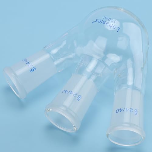 Labasics Borosilicate Glass 3 Neck Flat Bottom Boiling Flask with 24/40 Joints, for Lab Experiments, Distillation and Reflux Systems, 100ml - size: 100 ml