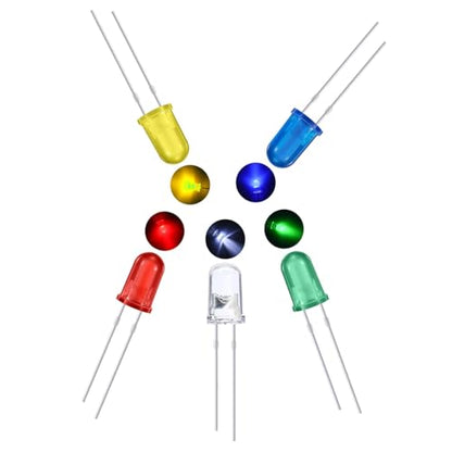 LED Kit 1000 pcs 3MM LED 5 Color x 200pcs,White,red,Yellow, Green,Blue led diode, 2-pin Circular for Christmas Light Replacement and Scientific Projects - size: 3mm Round Top