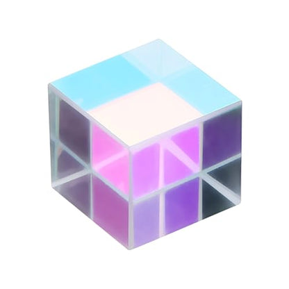PATIKIL 1Pcs Cube Prism 20mm K9 Crystal Dispersion Prism AB Color - size: 20mm