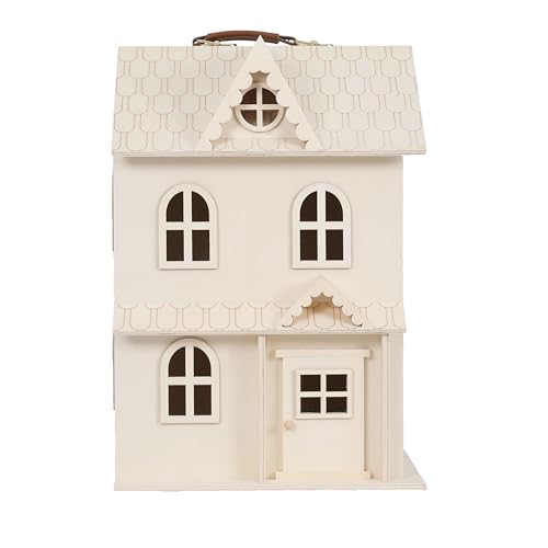 Make Market Dollhouse, Unfinished Two-Story Hinged Wood Craft Kit, Natural, 9" x 13", 1-Pack