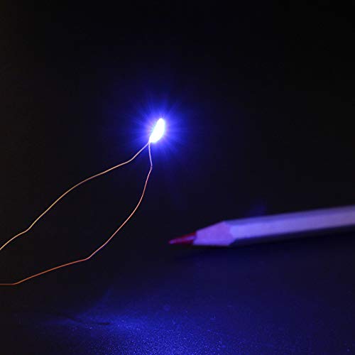 Evemodel 30pcs Pre-Wired Micro Litz Wire Bule 0603 SMD LED Light 7.8'' Wire Resin Cover Waterproof CD0603B - color: Blue