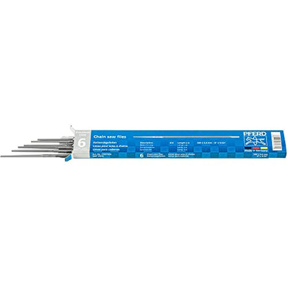 PFERD 5/32" x 8" Round Chainsaw File Set, 6-Piece – Premium Line with Innovative Spiral Cut – for Fast Manual Chainsaw Sharpening – Part 17074 - size: 5/32"