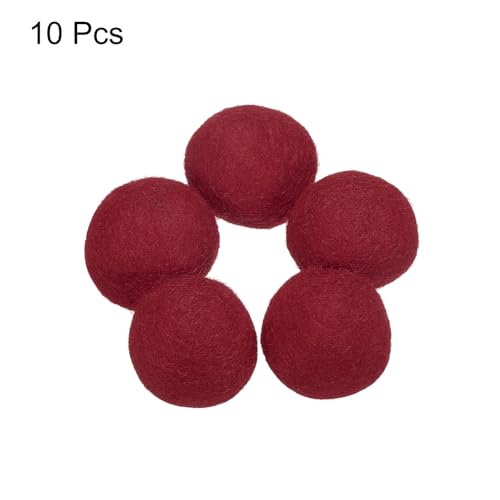 PATIKIL Wool Felt Balls Beads Wool Felting Pom 3.1cm 31mm Wine Red for Home Crafts Handcrafts Project DIY Pack of 10 - color: Wine Red