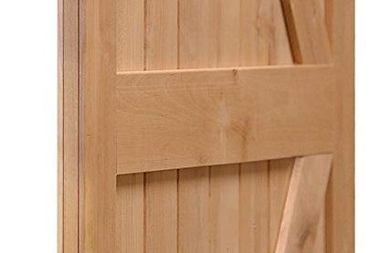 LUBANN 42 in. x 84 in. Urban Style Framed British-Brace Barn Door Unfinished Hardwood Knotty Alder Solid Wood Dissembled Barn Door Slab with Hardware - size: 42X84 British Brace