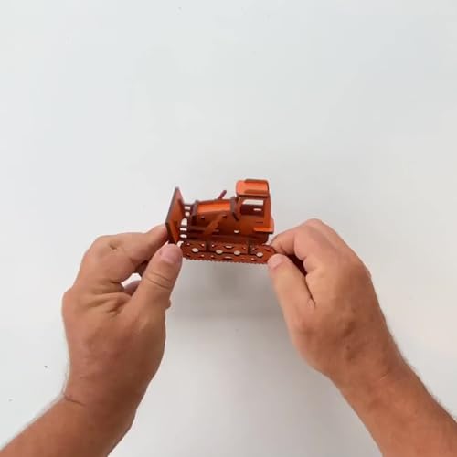 Little & Wood: Woodlet: Medium - Bulldozer - Orange 3D Wooden Kit-Set, Construction Vehicle Puzzle, Easy Assembly Model, Pop Build Fun, Ages 6+ - style: Bulldozer