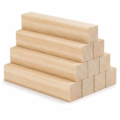 10 Pack Unfinished Wood Blocks, 6 x 1 x 1 Inch Wood Carving Blocks - size: 6×1×1 Inch-10Pcs