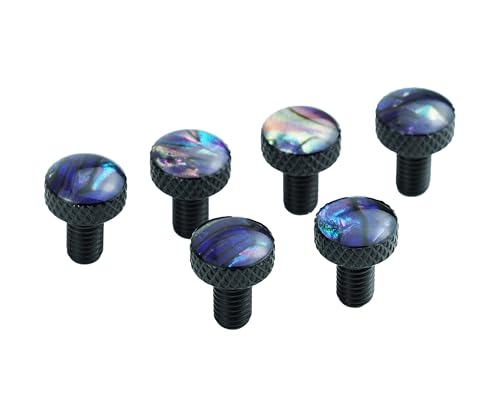 Guyker Guitar Bridge Saddle Fine Tuning Screws Set with Galaxy Top for Tremolo Bridge System Replacement Part Black (FR-002, 6PCS) - color: FR002-BK-6pcs