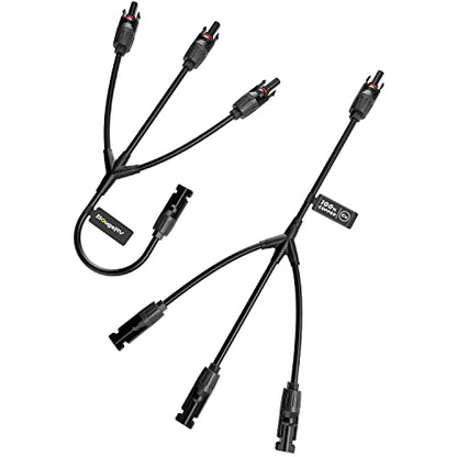 BougeRV Solar Y Connectors 1 to 3 Solar Parallel Connectors, 1 Pair - size: 1 Pair M/FFF and F/MMM