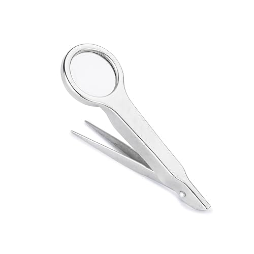 Huron Tweezers, Round End, with Magnifier (1/3/10 pc) (1 pc) - style: Round End w/ Magnifier