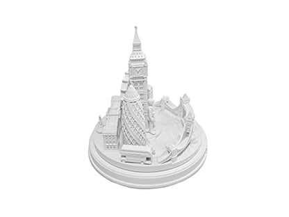 London City Skyline 3D Model Round Matte White 5 1/2 inches