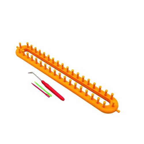 Rectangle Knitting Looms，Plastic Weaving Looms Set，Weaving Loom，Scarf Hats Making Tools，DIY Crocheting Handmade Craft Kit with a Crochet Hook and Needle for Knitting Lovers，36 cm (Yellow) - size: Rectangle,36cm,Sparse Pegs