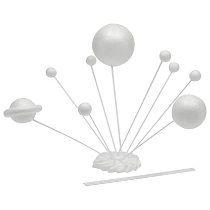 12-Piece 3D Solar System Model Kit - 12 Pcs White Foam Balls & Dowels - DIY Solar System Project & Kids Toys - Foam Planets to Paint & Painting Kit for Science Coloring Fun for Kids