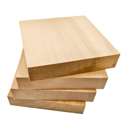 4PCS Unfinished Basswood Blocks for Crafts, Wood Craft Panels for Art, Engraving, Painting, DIY Projects, Chip Carving, Fretwork (3.93 x 3.93 x 0.78 in) - size: 3.93 x 3.93 x 0.78 in
