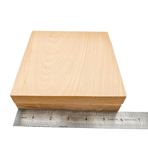 2PCS Unfinished Basswood Blocks for Crafts, Wood Craft Panels for Art, Engraving, Painting, DIY Projects, Chip Carving, Fretwork (5.9 x 5.9 x 0.78 in) - size: 5.9 x 5.9 x 0.78 in