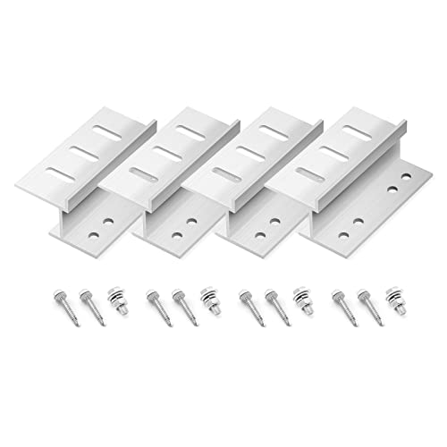 Newpowa Solar Panel Mounting Z Bracket with Nuts and Bolts Designed for RV, Boat, Wall, Off-Grid Roof Installation A Sets of 4 Units Silver Aluminum - size: UZ Flat Surface*1