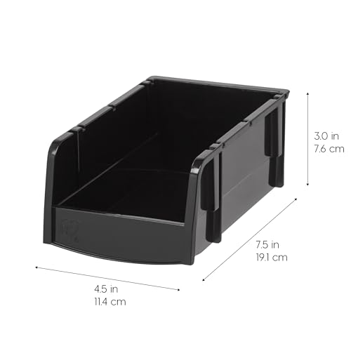 IRIS USA 12-Pack, Small Stackable Storage Bins, Black - size: Small - 12 Pack