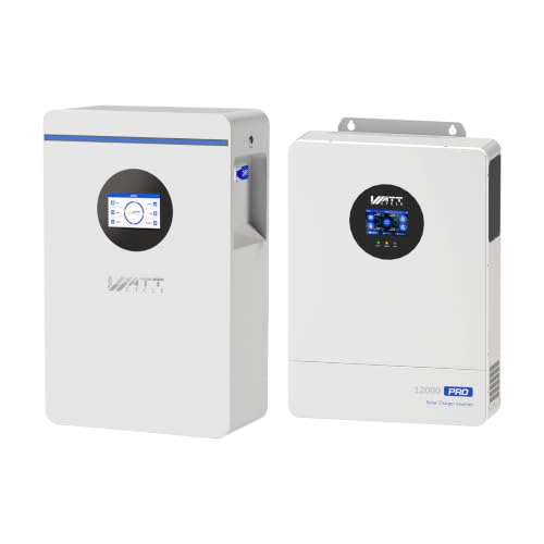 WattCycle 48V 12kW Hybrid Solar Inverter & 5.12kWh LiFePO4 Battery System - size: 48V 12kW Inverter & 5.12kWh Battery
