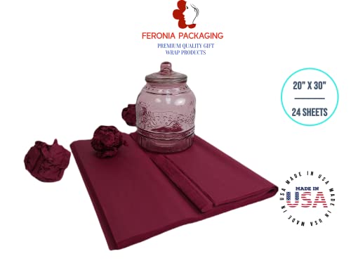 Cranberry Tissue Paper Squares, Bulk 24 Sheets, Premium Gift Wrap and Art Supplies for Birthdays, Holidays, or Presents by Feronia packaging, Large 20 Inch x 30 Inch - color: Cranberry