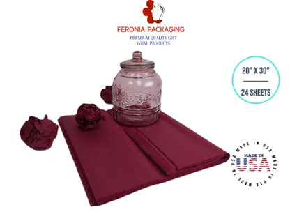 Cranberry Tissue Paper Squares, Bulk 24 Sheets, Premium Gift Wrap and Art Supplies for Birthdays, Holidays, or Presents by Feronia packaging, Large 20 Inch x 30 Inch - color: Cranberry