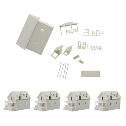 4pcs N Scale Model Blank Buildlings Kit Unassembled Houses for Model Train Layout JZ01JJ (N Scale-4 Units) - size: N Scale-4 units
